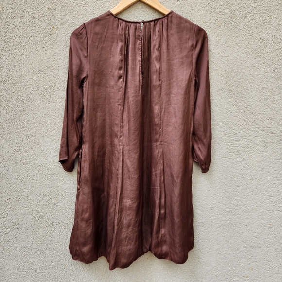 WILFRED Dress Women's Small Bronze Baby Doll Aritzia Lined Classic Luxury - Picture 3 of 12